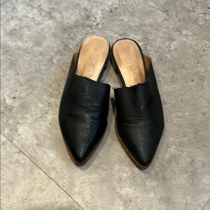 Black Leather Women's Mules